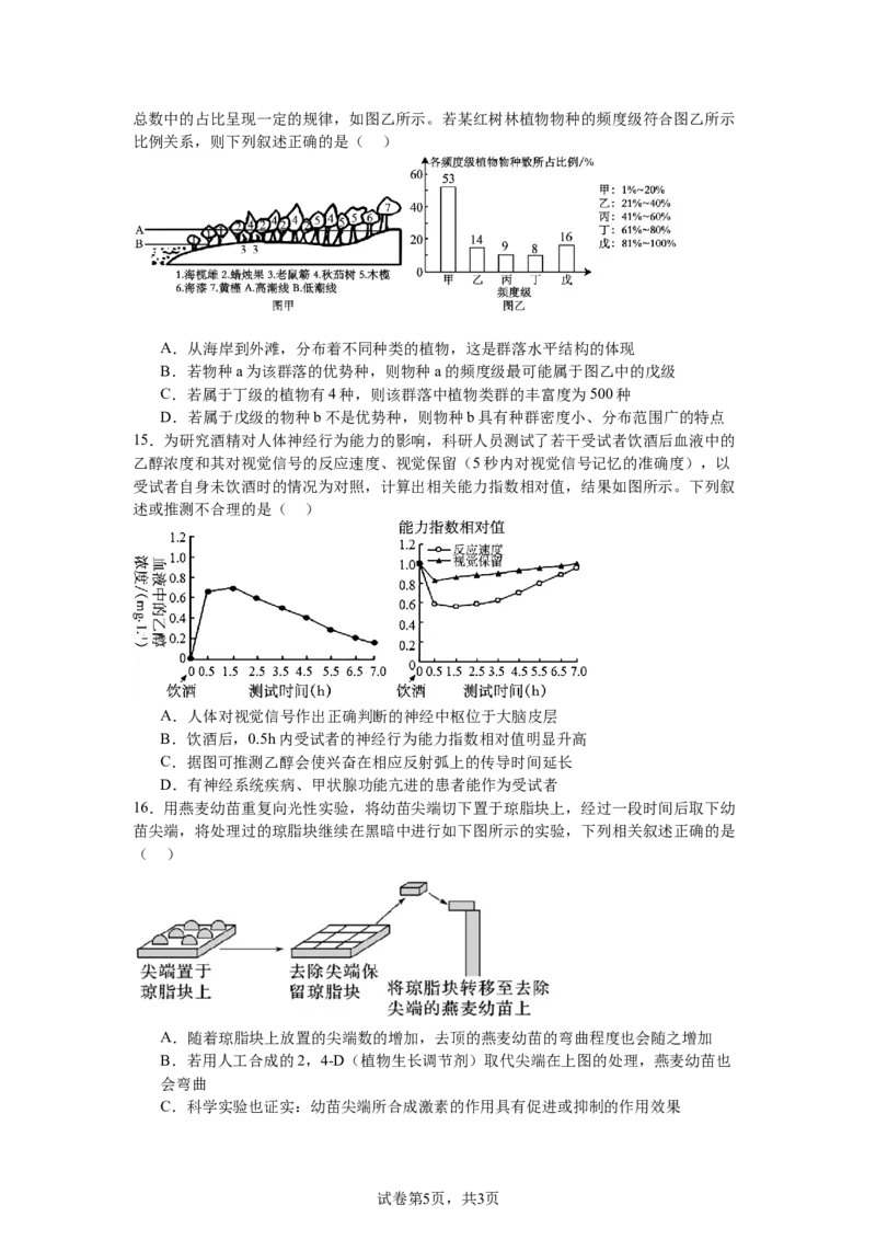 南昌十九中2024-2025学年第二学期2月月考高三生物+答案_2025年2月_250223江西省南昌市第十九中学2024-2025学年高三下学期2月月考（全科）