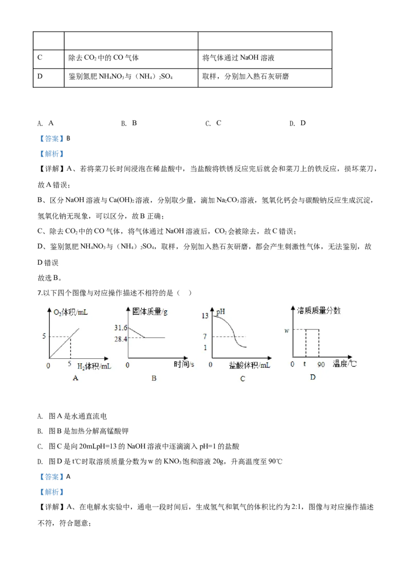 精品解析：四川省德阳市2020年中考化学真题（解析版）_中考真题_5.化学中考真题2015-2024年_2020中考化学真题（113份）_2020年中考真题精品解析化学（四川德阳卷）精编word版