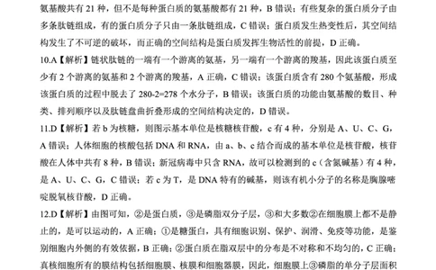 生物答案(1)_1多考区联考_1110百师联盟2024-2025学年高二上学期11月期中考试_百师联盟2024-2025学年高二上学期11月期中考试生物