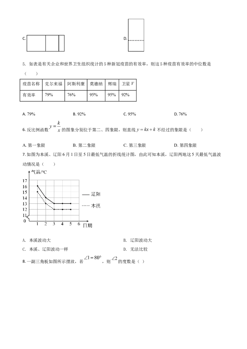 辽宁省本溪市2021年中考数学真题（原卷版）_中考真题_2.数学中考真题2015-2024年_2021中考数学真题86份_2021辽宁_本溪数学