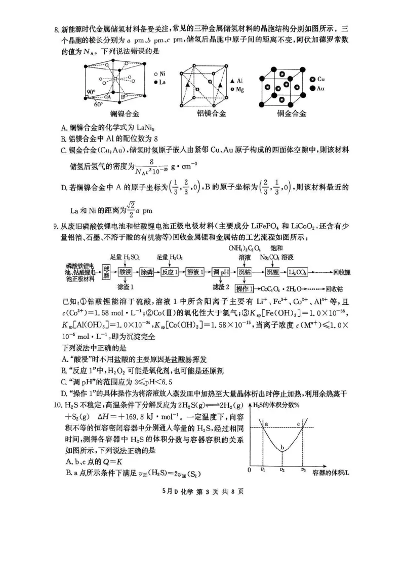 2025届河北省邯郸市高三下学期模拟预测化学试题_2025年5月_2505212025届河北省邯郸市高三保温考试试题（全科）_2025届河北省邯郸市高三模拟预测化学试题