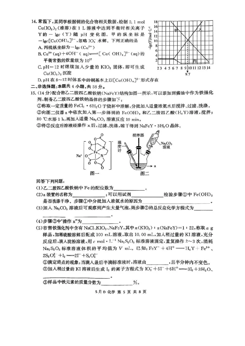 2025届河北省邯郸市高三下学期模拟预测化学试题_2025年5月_2505212025届河北省邯郸市高三保温考试试题（全科）_2025届河北省邯郸市高三模拟预测化学试题
