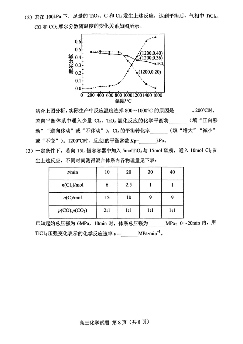 化学_2025年2月_250226山东省菏泽市2025年高三一模考试（全科）_2025届山东省菏泽市高三下学期一模考试化学
