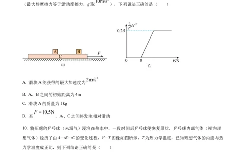 2025届湖南省长沙市地质中学高三下学期一模物理试题（原卷版）_2025年3月_250321湖南省长沙市地质中学2025届高三下学期一模_湖南省长沙市地质中学2025届高三下学期一模物理
