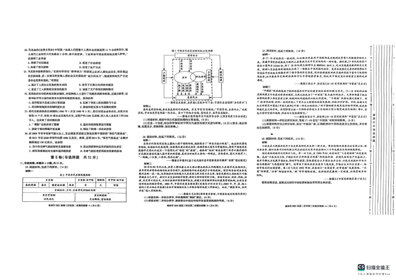 2025届陕西省榆林市高三上学期第二次模拟检测历史试题（含答案）_2025年1月_250117陕西省榆林市2025届高三上学期第二次模拟检测（全科）
