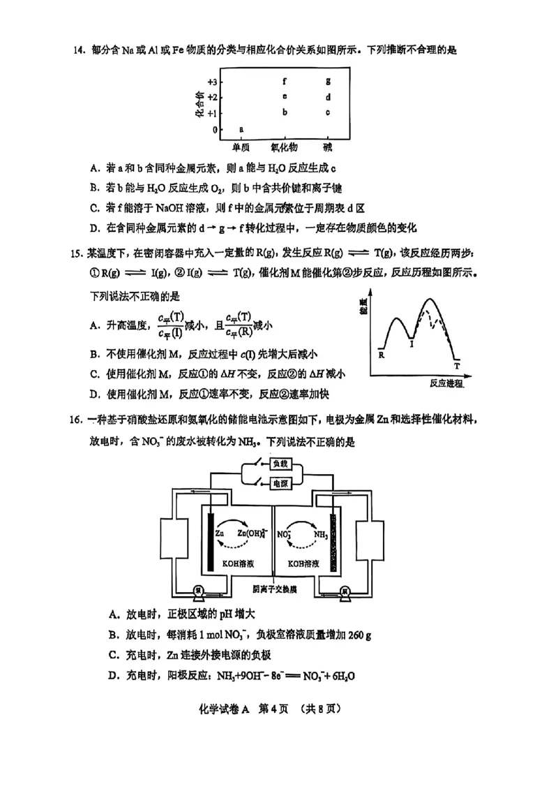 化学试题卷_2025年3月_2503192025年广州市普通高中毕业班综合测试（一）（全科）_2025年广州市普通高中毕业班综合测试（一）化学