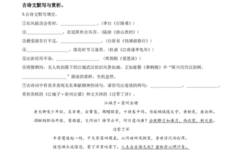 精品解析：黑龙江省绥化市2020年中考语文试题（原卷版）_中考真题_1.语文中考真题2015-2024年_2020全国多省多地中考语文真题96份_语文真题2020