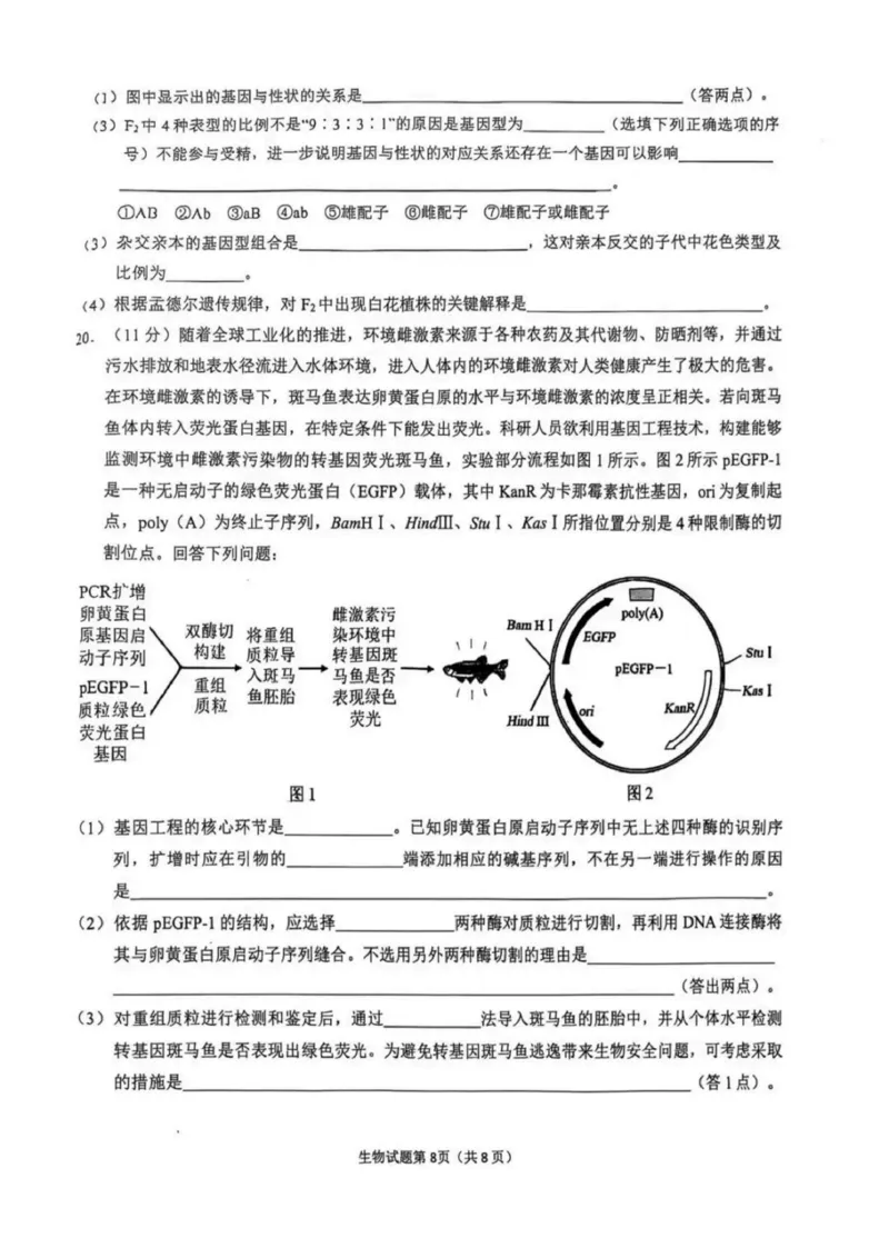 2025届安徽省安庆市高三二模生物试题_2025年3月_250323安徽省安庆市2025届高三第二次模拟（全科）_安徽省安庆市2025届高三第二次模拟生物学