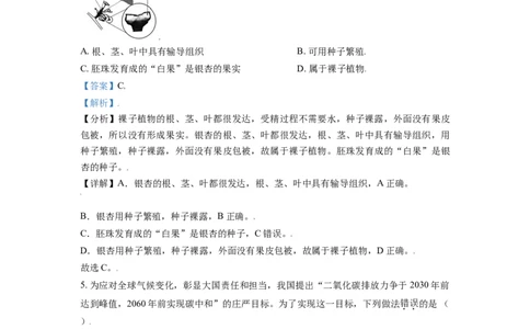 精品解析：山东省东营市2021年中考生物试题（解析版）_中考真题_8.生物中考真题2015-2024年_地区卷_山东省_东营中考生物09-22