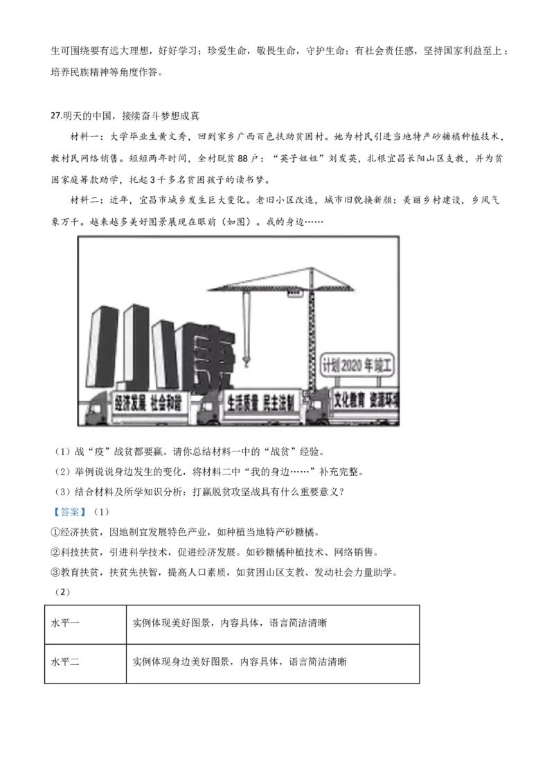 精品解析：湖北省宜昌市2020年中考道德与法治试题（解析版）_中考真题_7.政治中考真题2015-2024年_2020政治真题79份_2020年中考真题精品解析道德与法治（湖北宜昌卷）精编word版