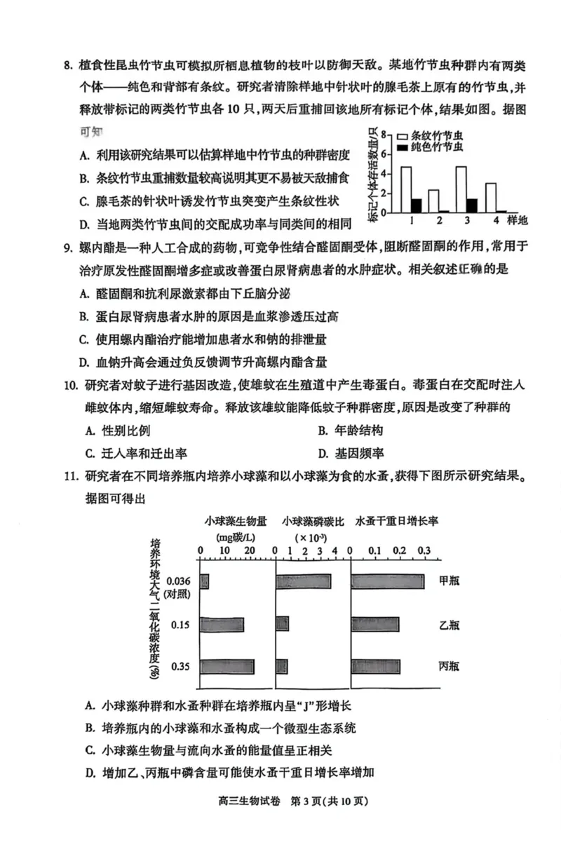 北京市朝阳区2025届高三年级第二学期3月质量检测一生物_2025年3月_250330北京市朝阳区2025届高三年级第二学期3月质量检测一（一模）（全科）