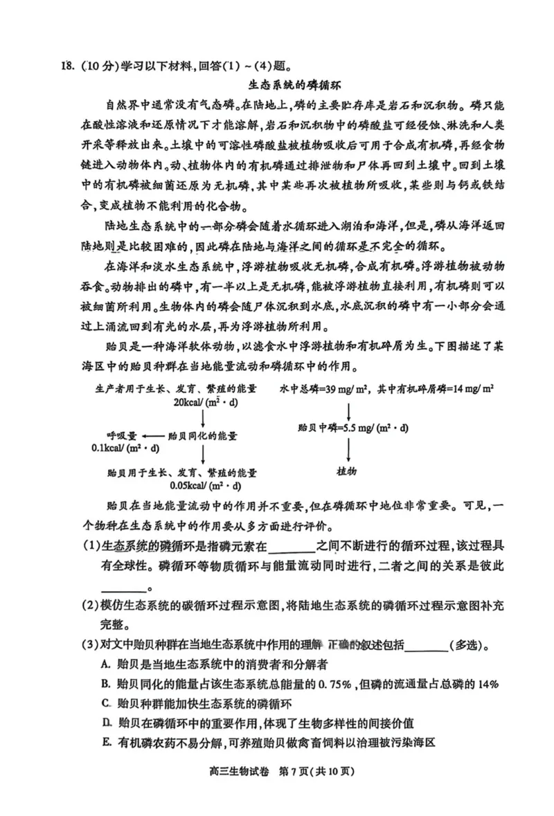 北京市朝阳区2025届高三年级第二学期3月质量检测一生物_2025年3月_250330北京市朝阳区2025届高三年级第二学期3月质量检测一（一模）（全科）