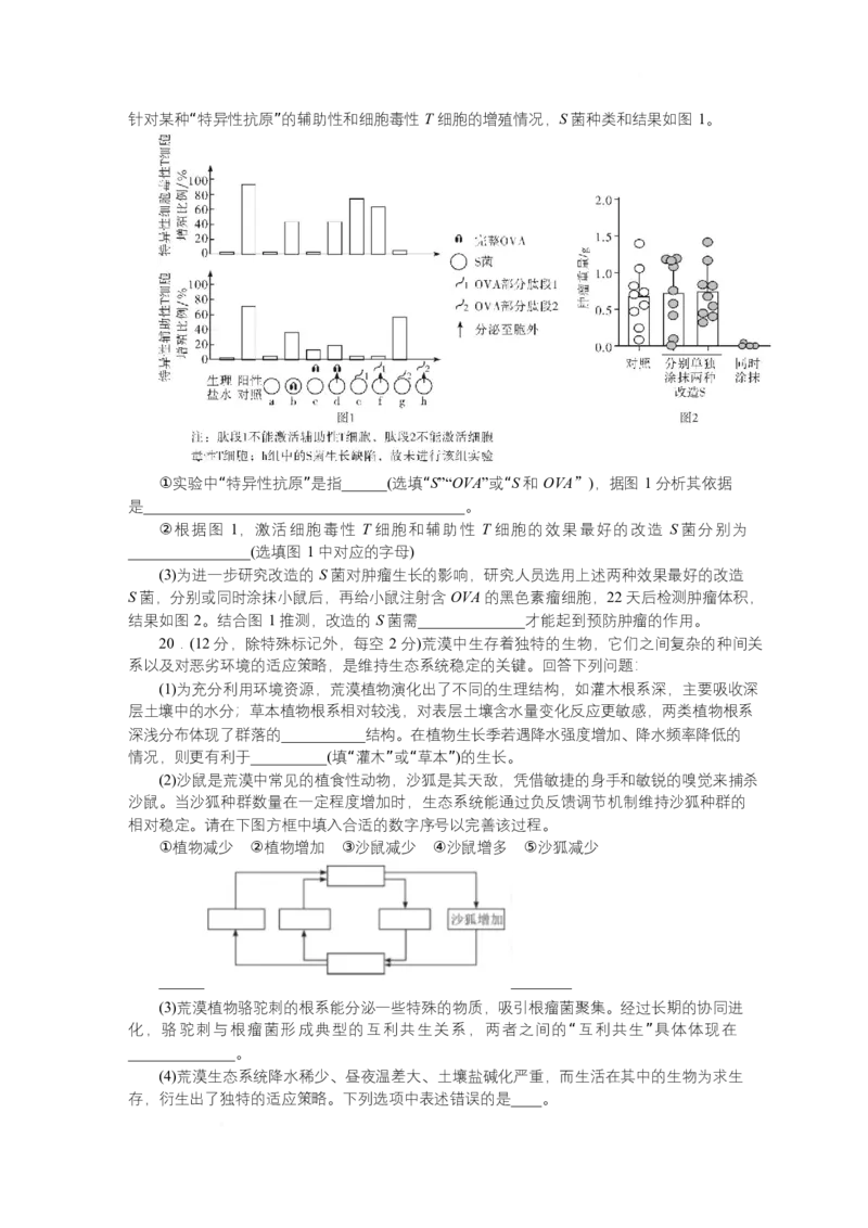 2025届湖南省长沙市湖南师范大学附属中学高三下学期模拟预测（一）生物试题_2025年4月_250418湖南师范大学附属中学2025届高三下学期4月模拟（一）（全科）