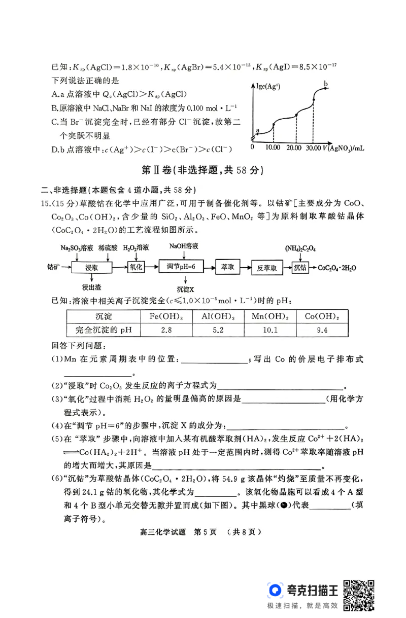 化学试卷_2025年4月_2504272025年河南省五市高三第二次联考（许昌、平顶山、南阳、新乡、洛阳）（全科）_2025届河南省五市高三下学期第二次联考化学