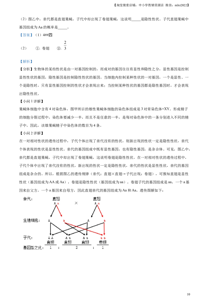 精品解析：2024年江苏省连云港市中考生物和地理真题　-初中生物学（解析版）_中考真题_8.生物中考真题2015-2024年_2024年中考生物真题