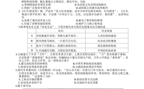 东北三省四市教研联合体2025届高三模拟考试（一）历史试题（含答案）_2025年4月_2504112025年东北三省四市教研联合体高考模拟考试(一)（全科）