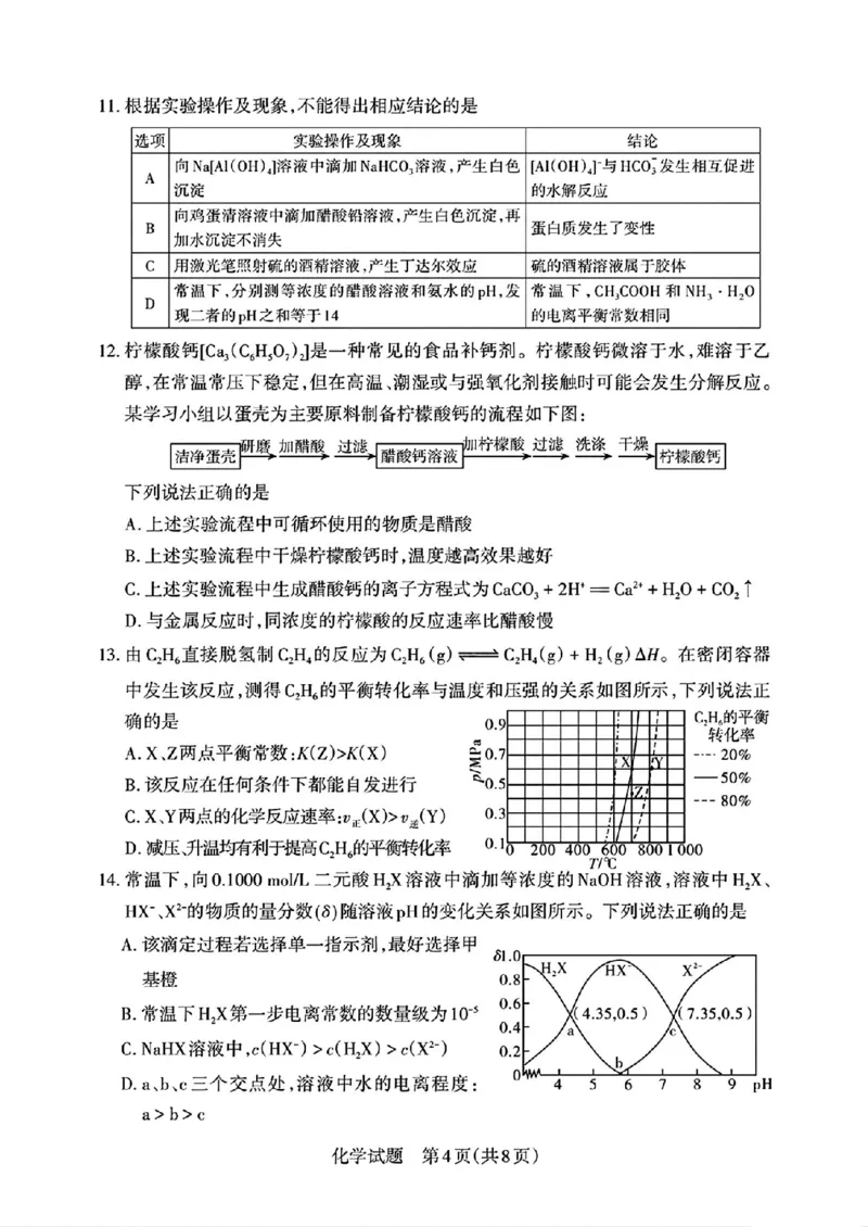 2025届山西省高三下学期考前适应性测试启航（一模）化学试卷（含答案）_2025年2月_250224山西省2025届高三下学期考前适应性测试启航卷（一模）（全科）