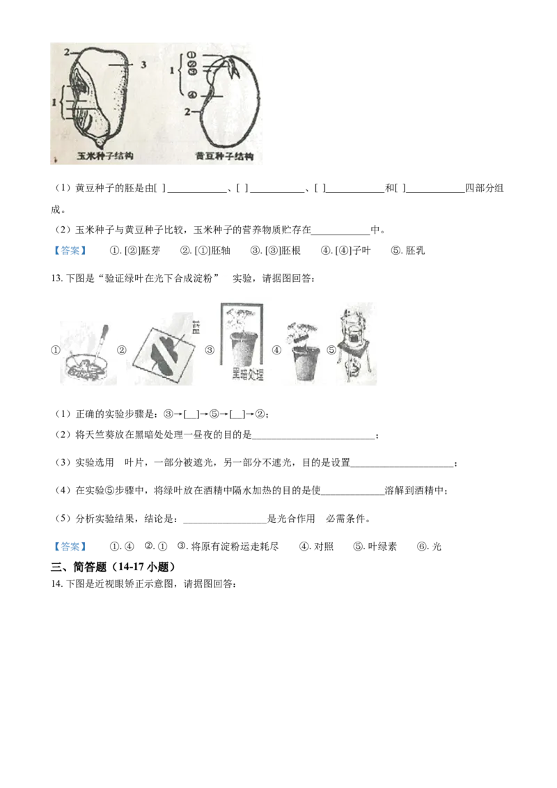 辽宁省本溪市2021年中考生物试题_中考真题_8.生物中考真题2015-2024年_2021中考生物真题64份_2021辽宁