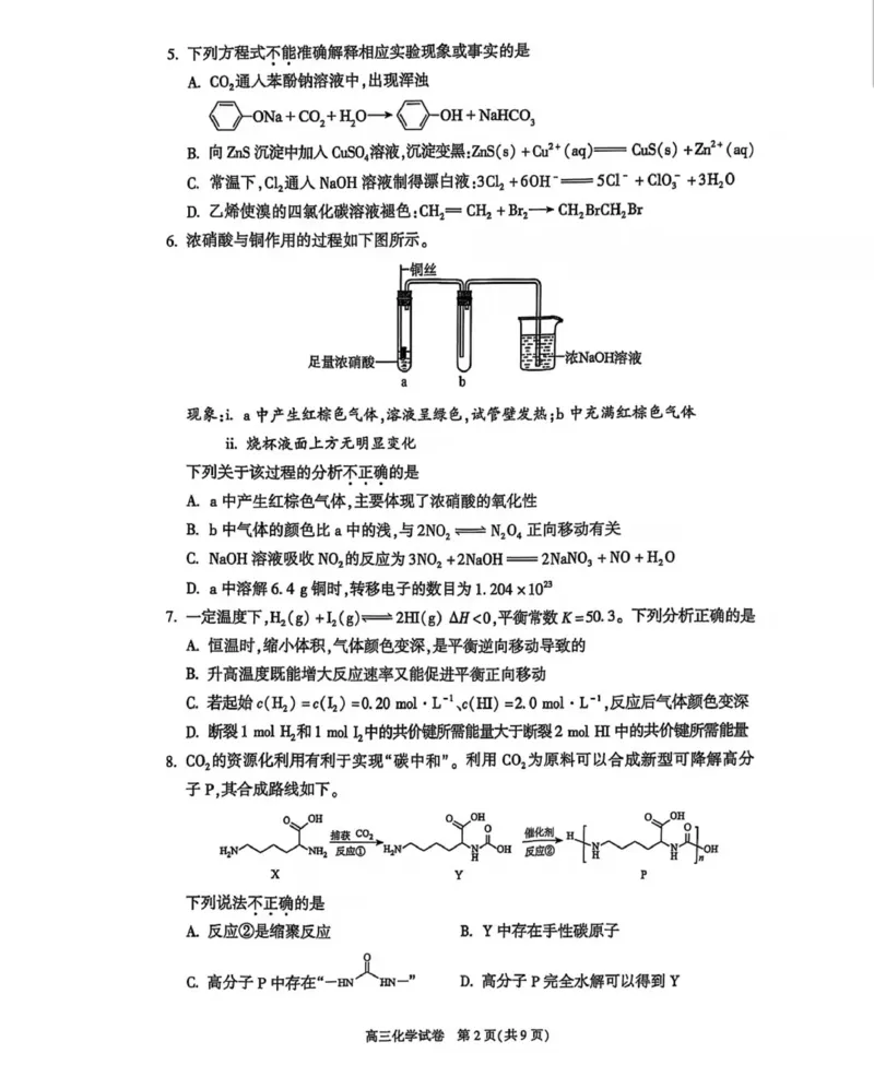 2025年北京市朝阳区高三二模-化学+答案_2025年5月_2505132025年北京市朝阳区高三二模（全科）