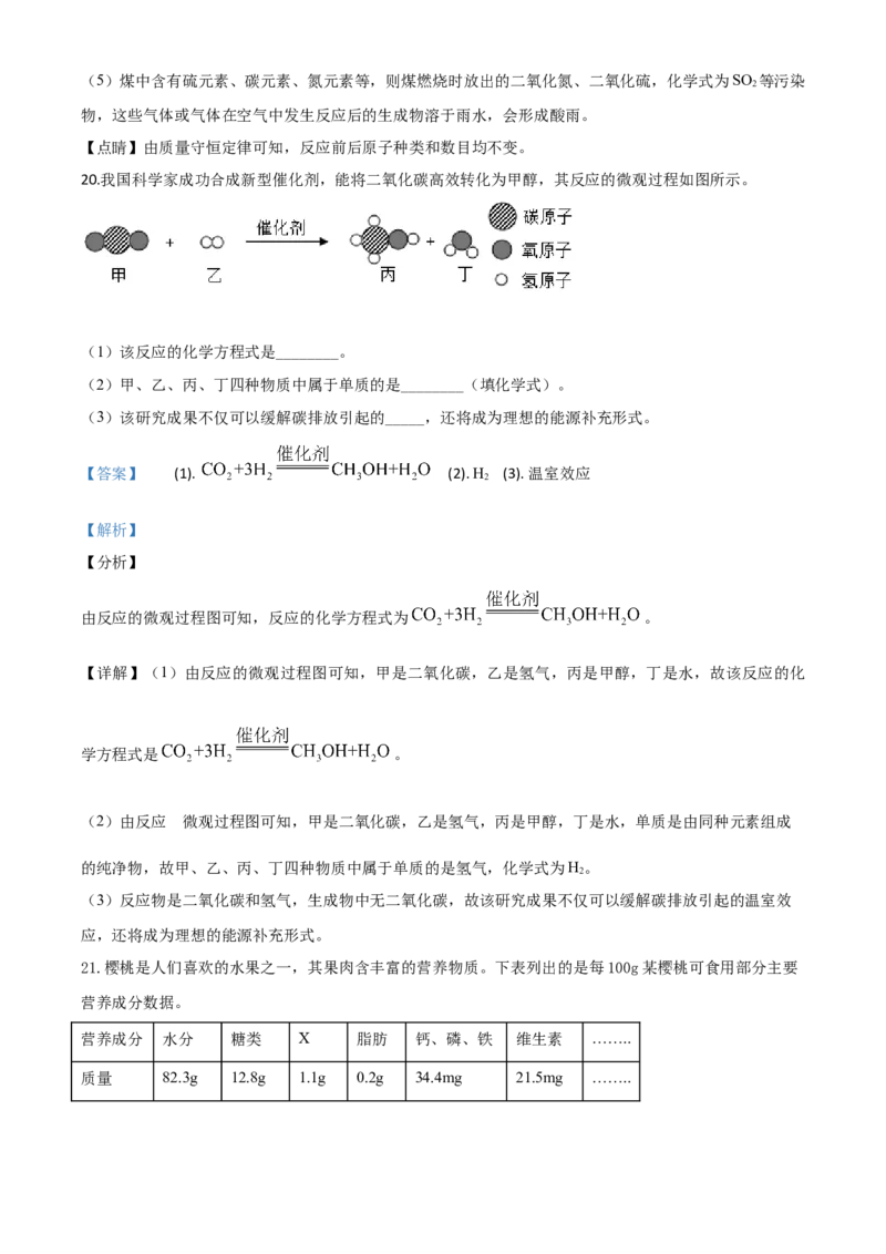 精品解析：山东省临沂市2020年中考化学试题（解析版）_中考真题_5.化学中考真题2015-2024年_2020中考化学真题（113份）_2020年中考真题精品解析化学（山东临沂卷）精编word版