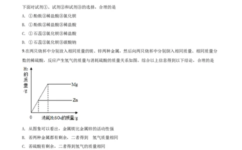 精品解析：山东省济宁市2020年中考化学试题（原卷版）_中考真题_5.化学中考真题2015-2024年_2020中考化学真题（113份）_2020年中考真题精品解析化学（山东济宁卷）精编word版