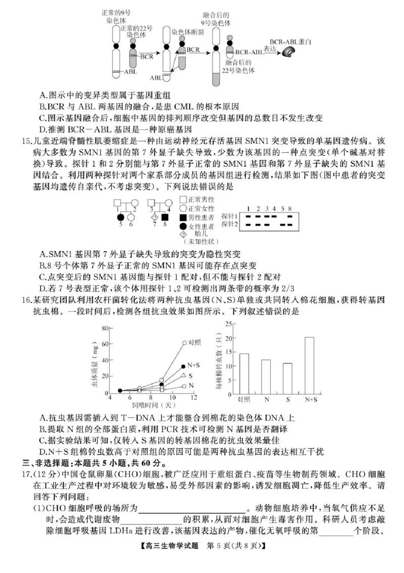 2025届湖南高三天壹冲刺压轴大联考生物试题_2025年5月_2505282025届湖南高三天壹冲刺压轴大联考（全科）