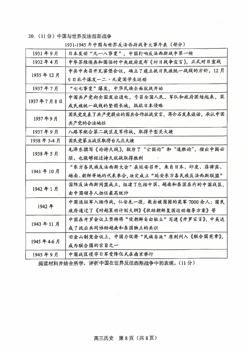北京市丰台区2024-2025学年高三上学期期末考试历史试题（含答案）_2025年1月_250112北京市丰台区2024-2025学年高三上学期期末考试