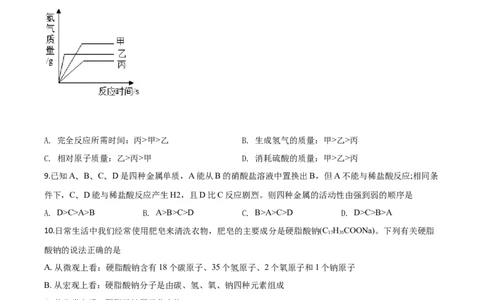 精品解析：山东省滨州市2020年中考化学试题（原卷版）_中考真题_5.化学中考真题2015-2024年_2020中考化学真题（113份）_2020年中考真题精品解析化学（山东滨州卷）精编word版