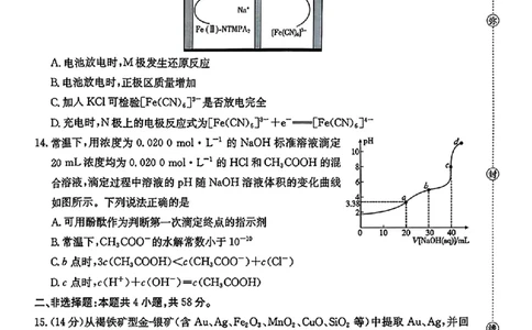化学金太阳&middot;安徽省皖西南高中振兴发展联盟高三起点考试（26-04C）_2025年8月_250831金太阳&middot;安徽省皖西南高中振兴发展联盟高三起点考试（26-04C）（全科）