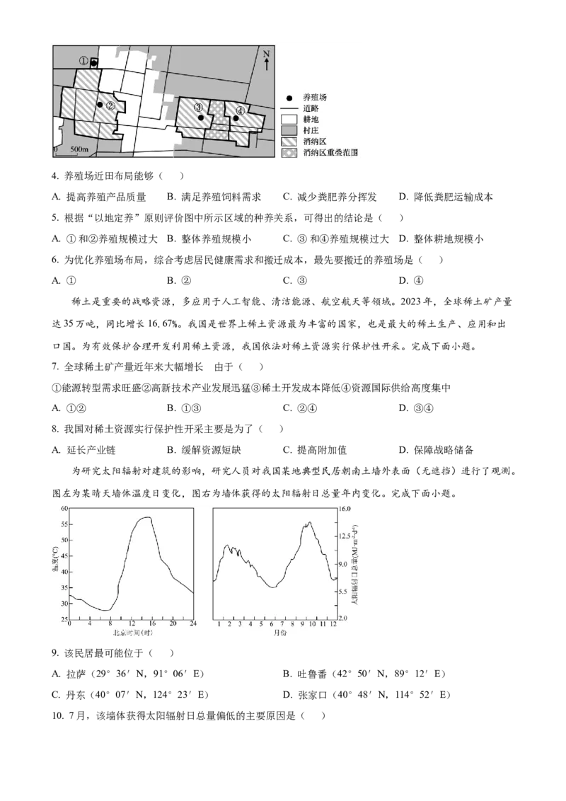 2025年1月八省联考高考综合改革适应性测试&mdash;&mdash;高三地理（陕西、山西、宁夏、青海卷）Word版无答案_2025年1月_❤2025年高考综合改革适应性演练（八省联考）(1)