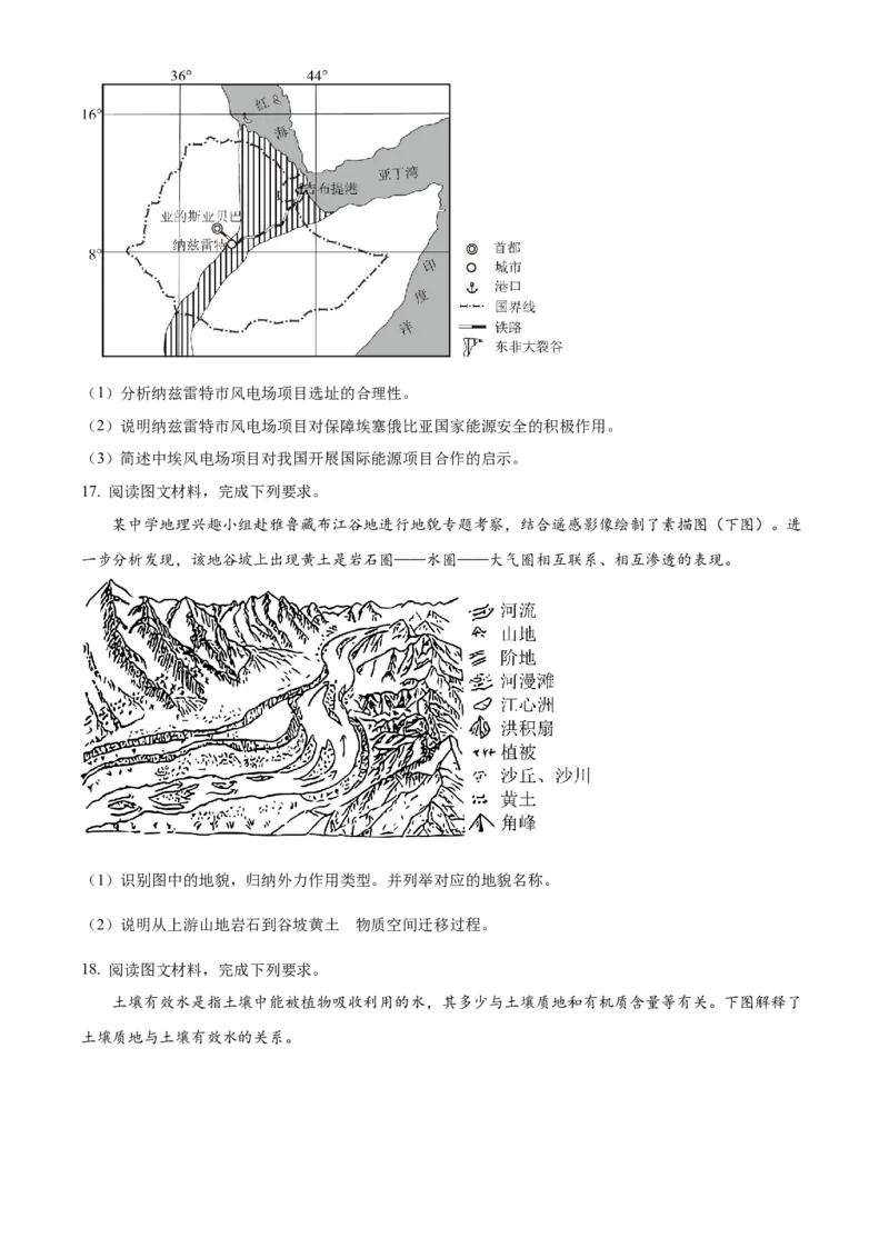 2025年1月八省联考高考综合改革适应性测试&mdash;&mdash;高三地理（陕西、山西、宁夏、青海卷）Word版无答案_2025年1月_❤2025年高考综合改革适应性演练（八省联考）(1)