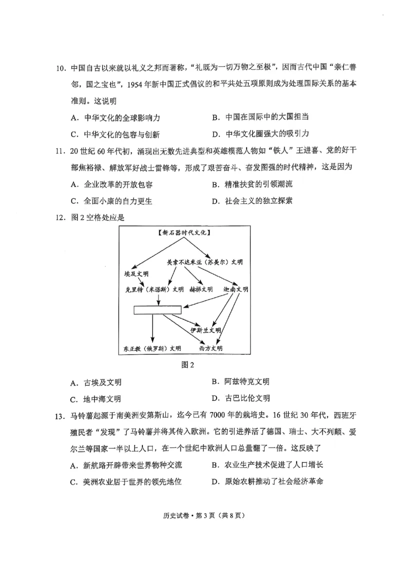 云南省大理州2025届高中毕业生第二次复习统一检测历史_2025年1月_250123云南省大理州2025届高中毕业生第二次复习统一检测试卷（全科）
