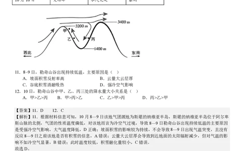 陕、晋、宁、青地理-答案_1.高考2025全国各省真题+答案_00.2025各省市高考真题及答案（按省份分类）_23、山西卷（9科全）_地理