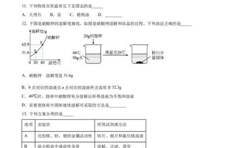 精品解析：2024年江西省中考化学真题（原卷版）_中考真题_5.化学中考真题2015-2024年_2024年中考化学真题_精品解析：2024年江西省中考化学真题