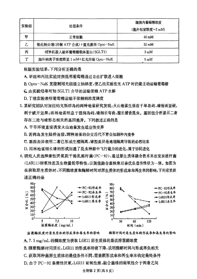 2025届四川省高三第二次教学质量联合测评生物试题_2025年5月_250514四川高三第二次教学质量联合测评