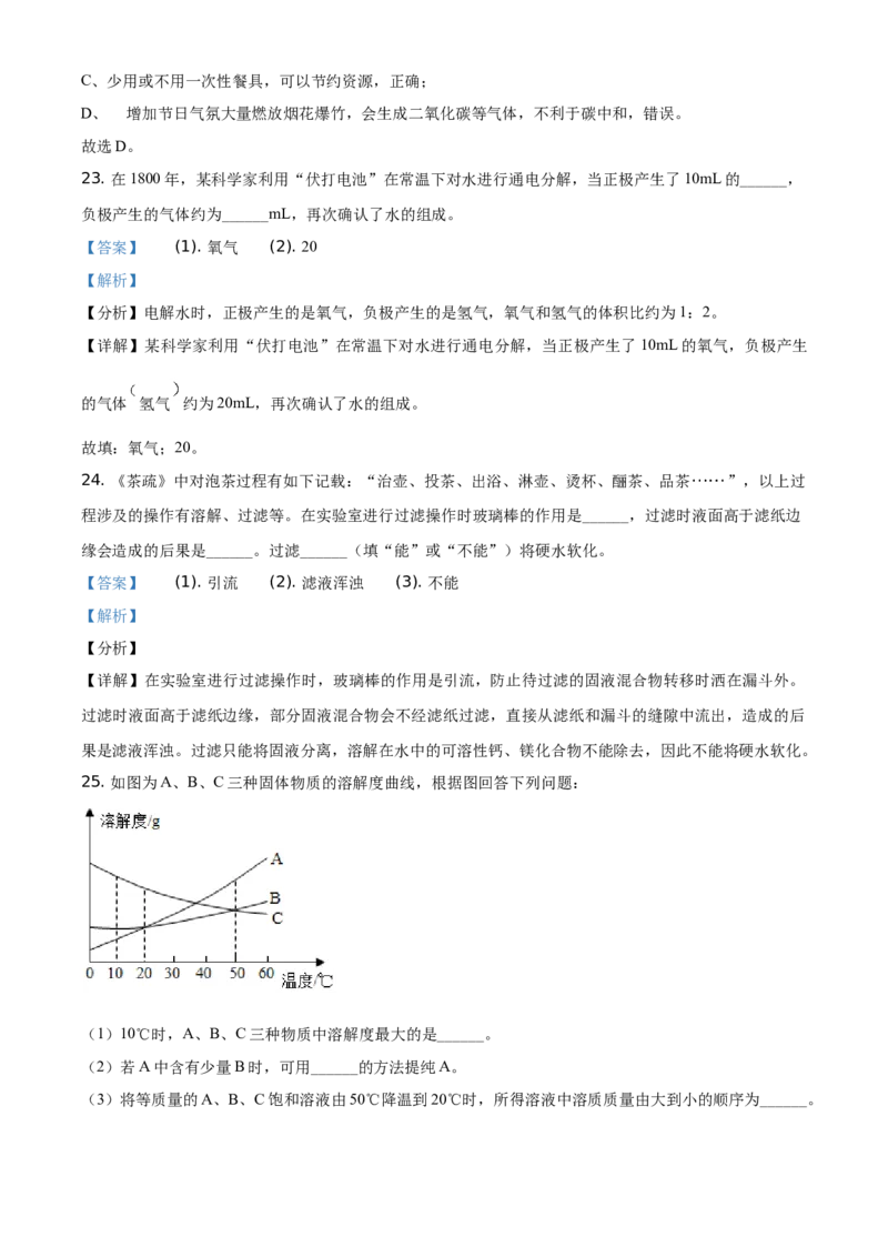 精品解析：云南省2021年中考化学试题（解析版）_中考真题_5.化学中考真题2015-2024年_地区卷_云南中考化学2010--2022年（云南省统一试卷）