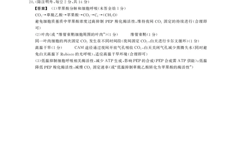 2025-2026学年鼎尖名校大联考生物(B)答案_2025年10月_251013安徽省鼎尖名校大联考2025-2026学年高三上学期10月月考（全科）