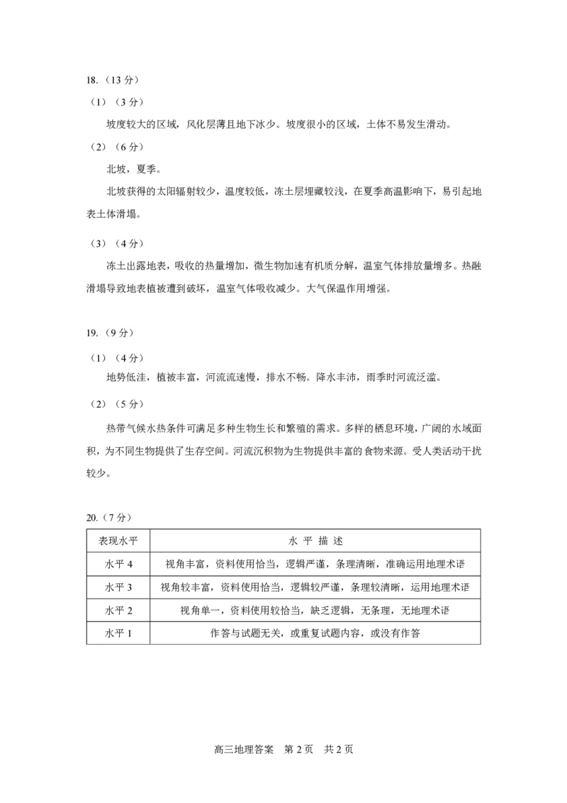 2025北京丰台高三一模地理试题及答案_2025年3月_2503312025届北京市丰台区高三一模第二学期综合练习(一)（全科）