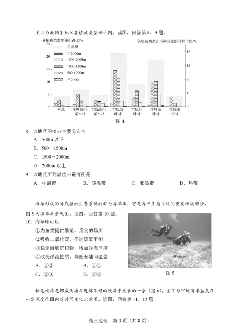 2025北京丰台高三一模地理试题及答案_2025年3月_2503312025届北京市丰台区高三一模第二学期综合练习(一)（全科）