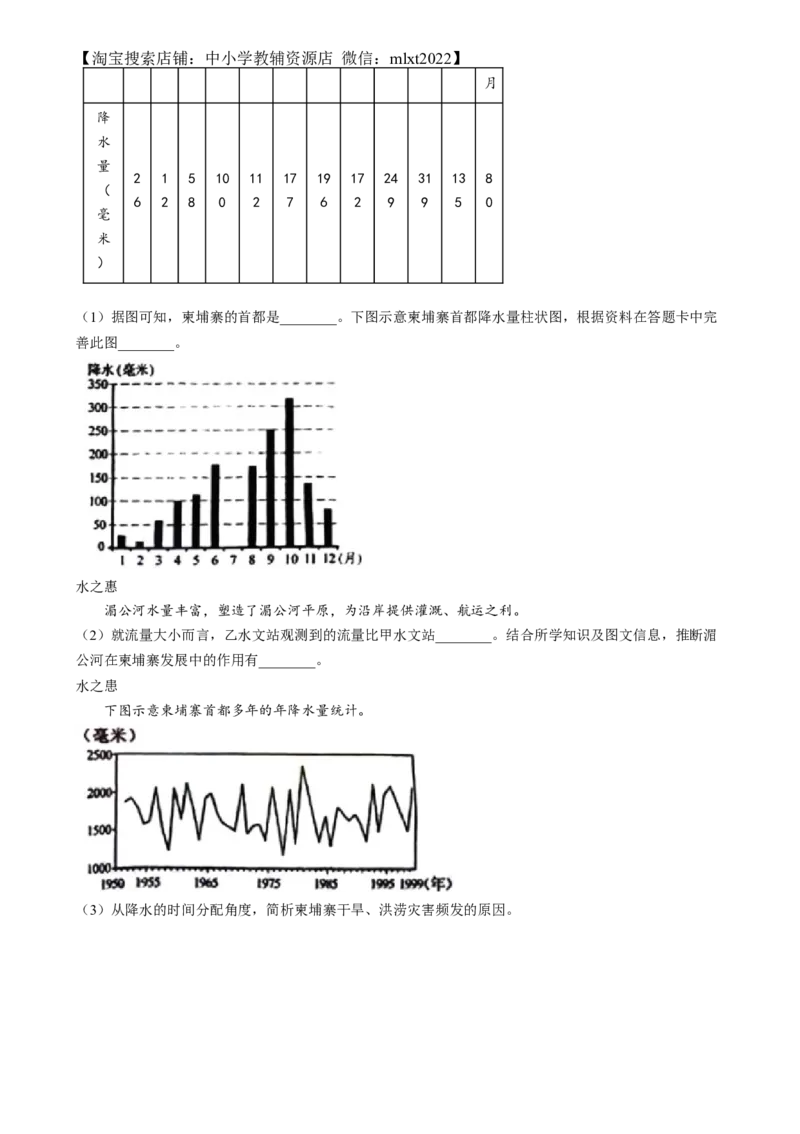 精品解析：2024年湖南省中考地理试题（原卷版）_中考真题_9.地理中考真题2015-2024年_2024中考地理真题_精品解析：2024年湖南省中考地理试题