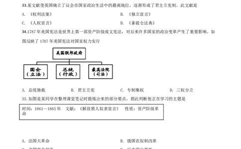 精品解析：黑龙江省大庆市2020年中考历史试题（原卷版）_中考真题_6.历史中考真题2015-2024年_2020历史真题79份_2020年中考真题精品解析历史（黑龙江大庆卷）精编word版