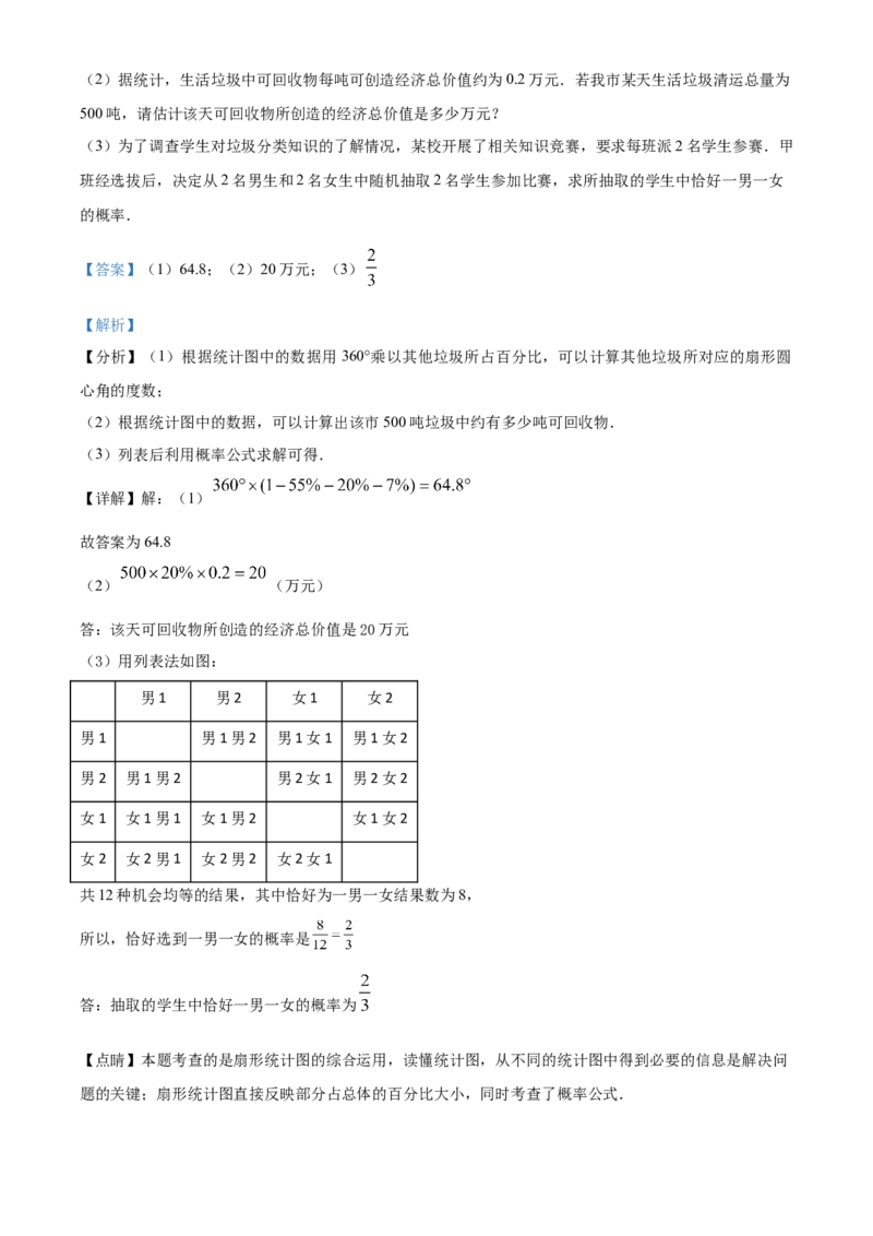 精品解析：湖南省衡阳市2021年中考数学真题（解析版）_中考真题_2.数学中考真题2015-2024年_地区卷_湖南省_湖南衡阳数学10-22