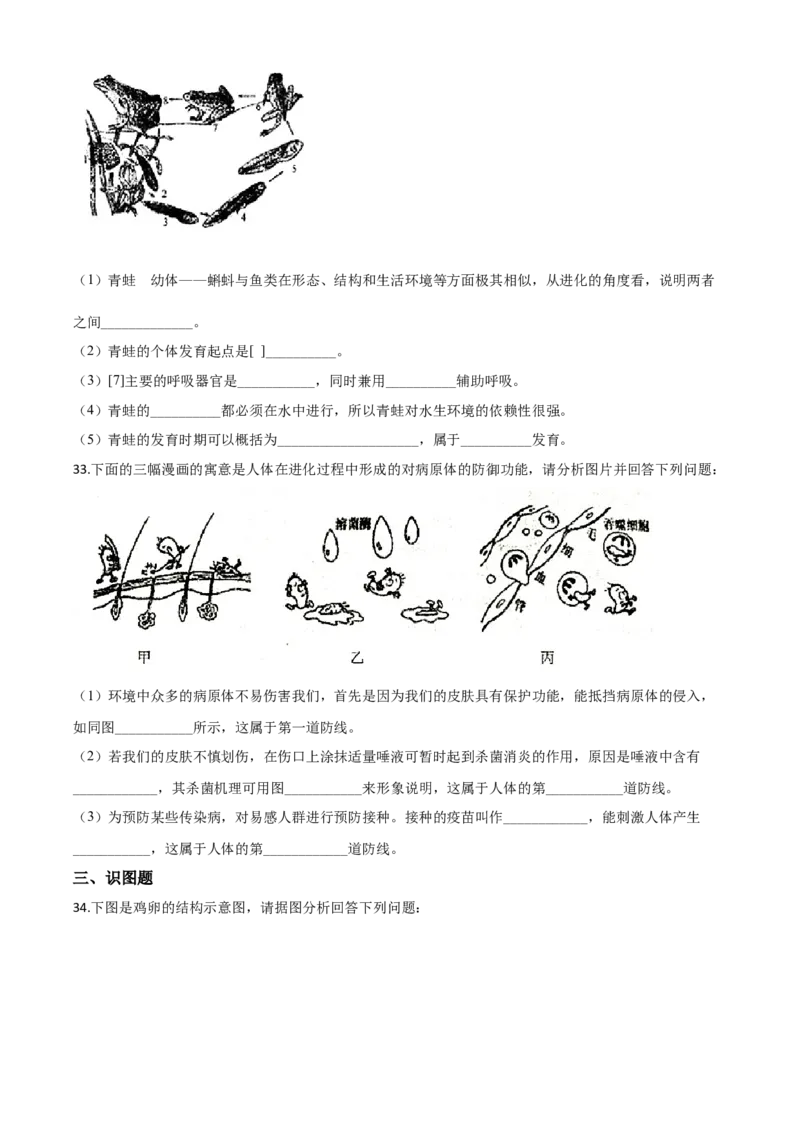 精品解析：辽宁省铁岭市2020年中考生物试题（原卷版）_中考真题_8.生物中考真题2015-2024年_2020生物真题74份_2020年中考真题精品解析生物（辽宁铁岭卷）精编word版