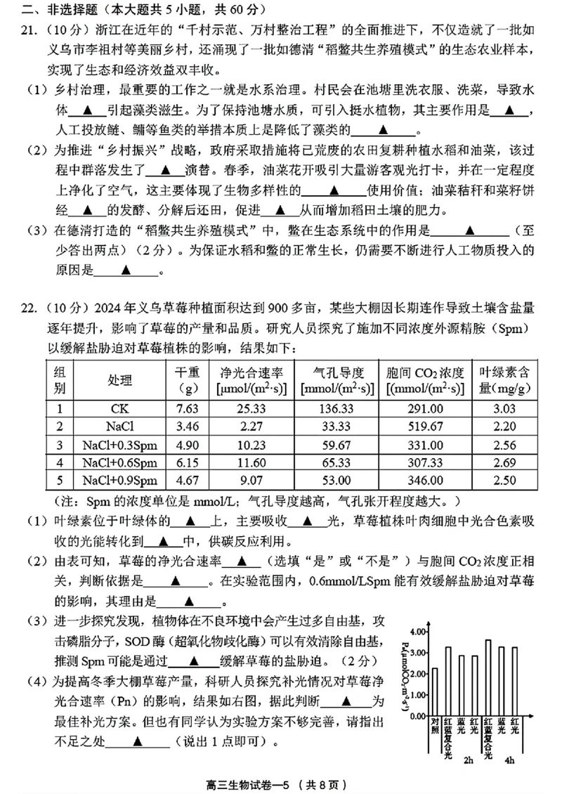 2025年金华市义乌市高三三模-生物试卷_2025年5月_2505142025年金华市义乌市高三三模适应性考试（全科）_2025年金华市义乌市高三三模适应性考试生物