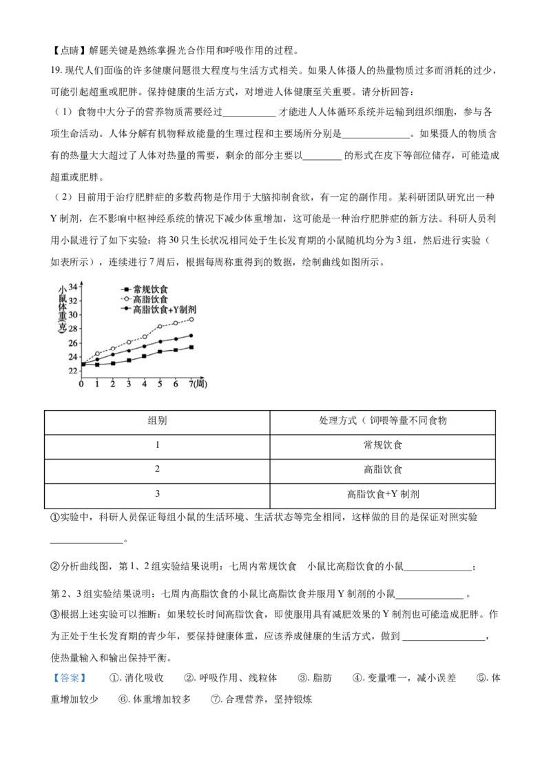 精品解析：山东省泰安市2021年中考生物试题（解析版）_中考真题_8.生物中考真题2015-2024年_2021中考生物真题64份_2021山东省_精品解析：山东省泰安市2021年中考生物试题