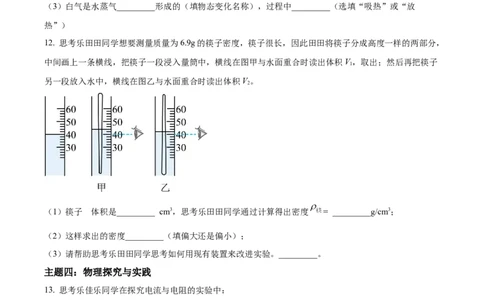 精品解析：2024年广东省深圳市中考物理试题（原卷版）_中考真题_4.物理中考真题2015-2024年_2024中考物理真题_精品解析：2024年广东省深圳市中考物理试题