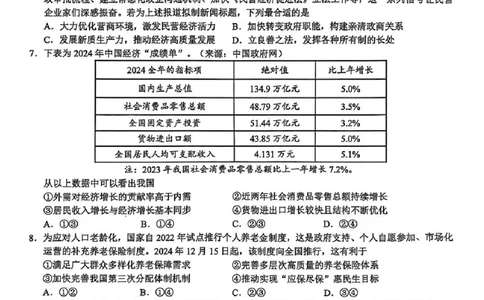 2025届浙江省县域教研联盟高三模拟政治试卷及答案_2025年5月_250510浙江省县域教研联盟2025年5月高三模拟考试（全科）