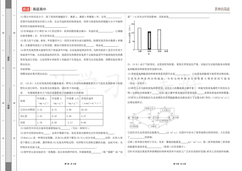 (8.46)-点睛押题卷&mdash;&mdash;浙江卷_2024高考押题卷_132024高途全系列_26高途点睛卷_2024点睛密卷-生物