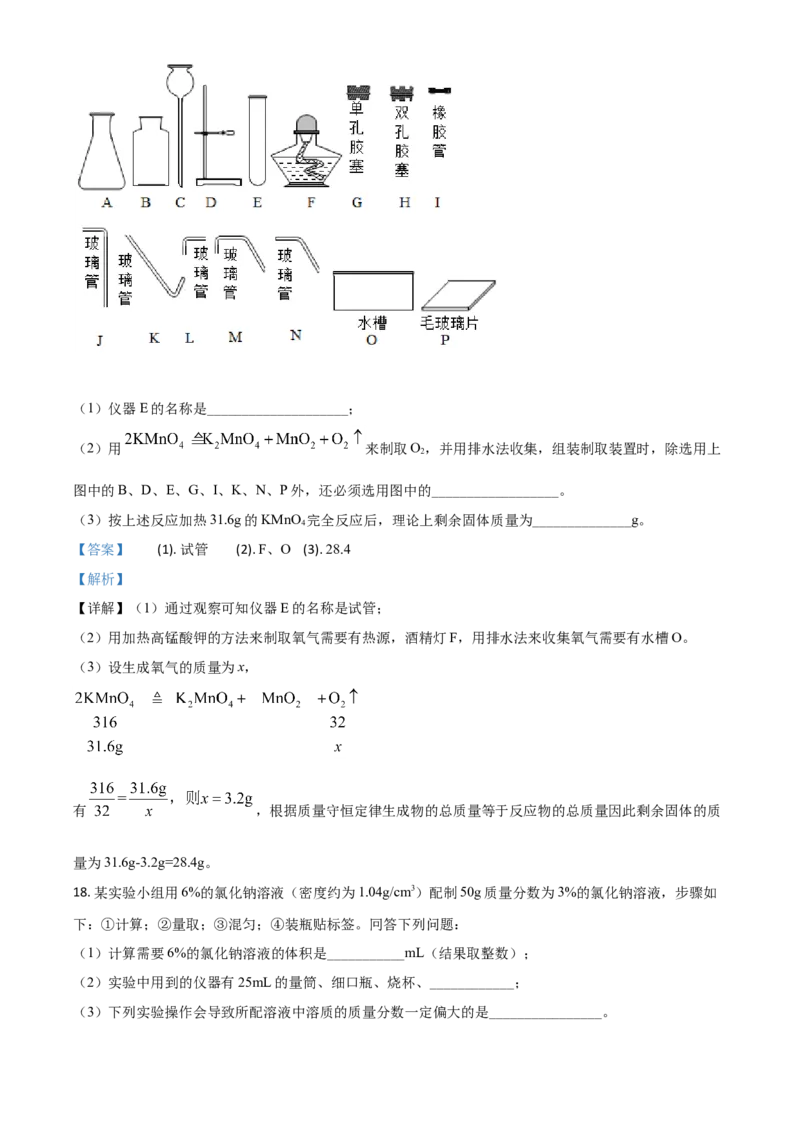 精品解析：吉林省长春市2020年中考化学试题（解析版）_中考真题_5.化学中考真题2015-2024年_2020中考化学真题（113份）_2020年中考真题精品解析化学（吉林长春卷）精编word版