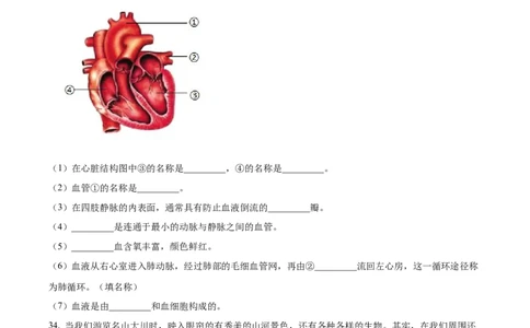精品解析：2024年黑龙江省绥化市中考生物真题（原卷版）_中考真题_8.生物中考真题2015-2024年_2024年中考生物真题_精品解析：2024年黑龙江省绥化市中考生物真题